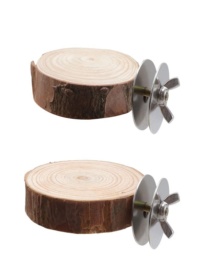 Meprotal Wood Bird Perch Stand for Cage, Natural Round Wooden Parrot Platform Bird Perch Bird Toy for Canary Parakeet Cockatiel Parrot Budgie Sparrow (2 Pcs, 3.3inch & 2.7inch) - Image 1